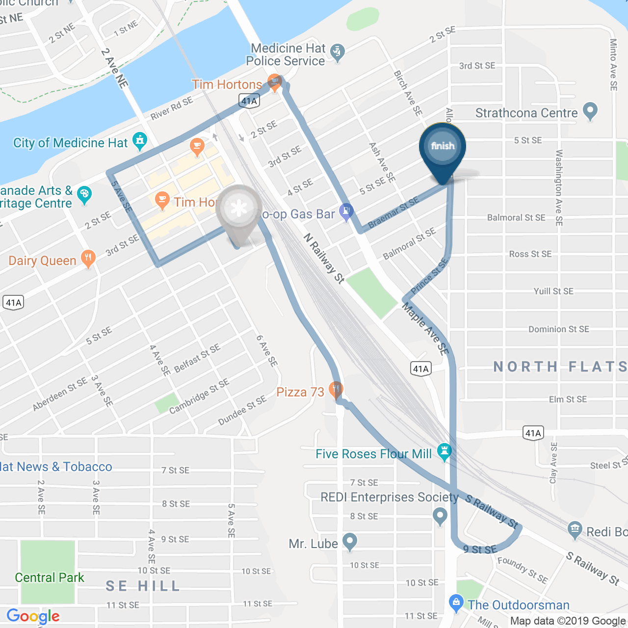 Coldest Night of the Year 2020 Medicine Hat 5/10km Map